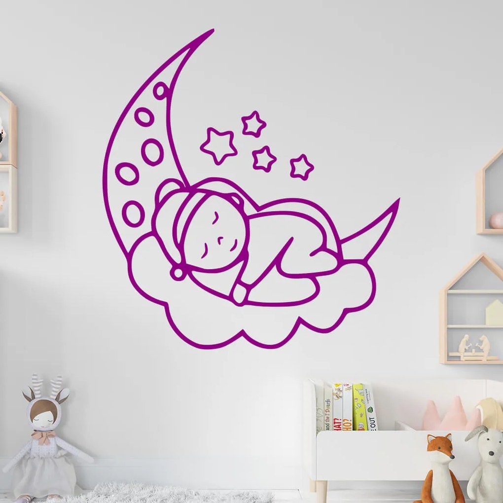 Veselá Stena Samolepka Noc na mesiačiku Farba: bílá, Veľkosť: 100 x 108 cm