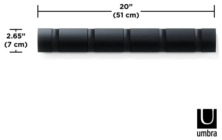 Čierny nástenný vešiak z topoľového dreva Flip - Umbra