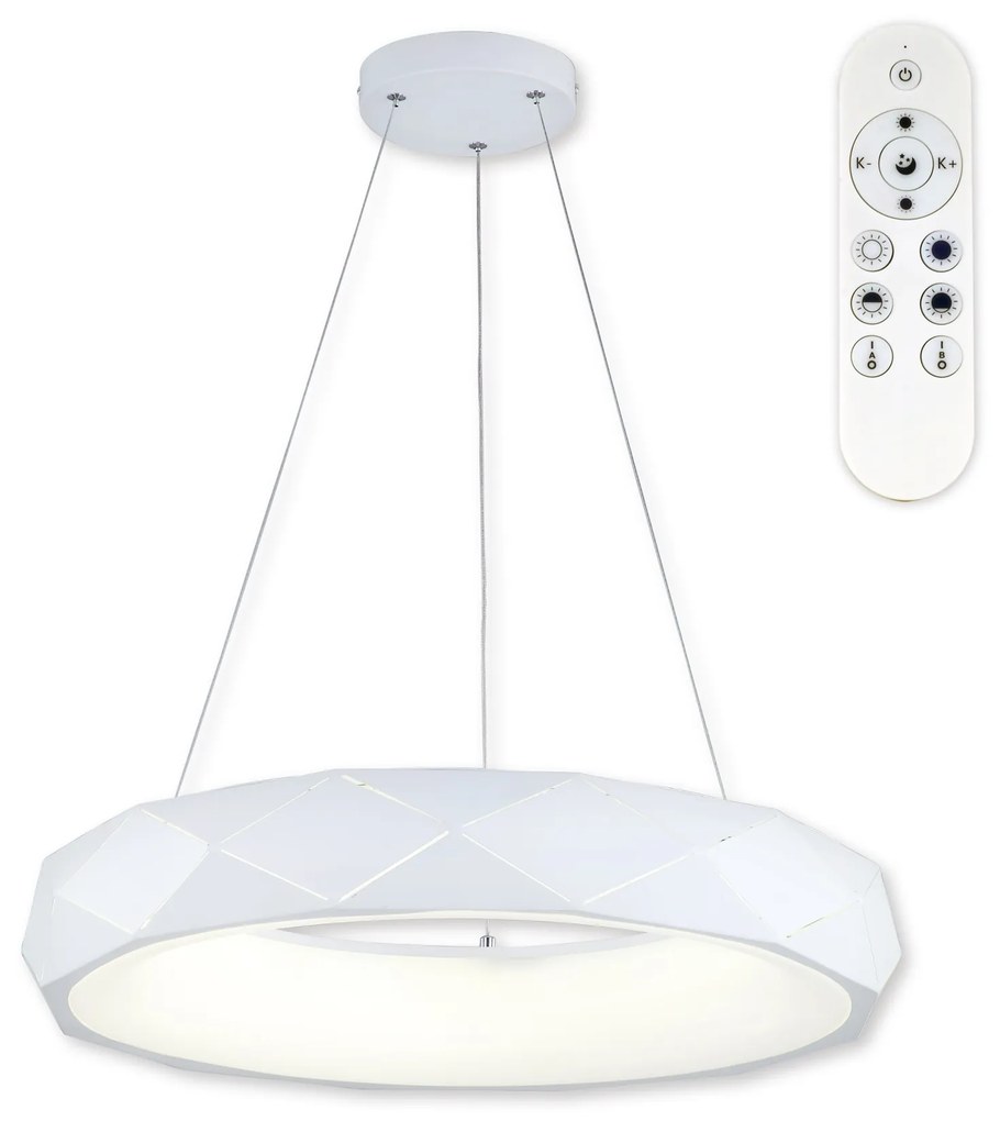 TOP-LIGHT Závesné dizajnové LED svetlo APOLO 60BZ RC, 45W, diaľkové ovládanie, okrúhle, biele