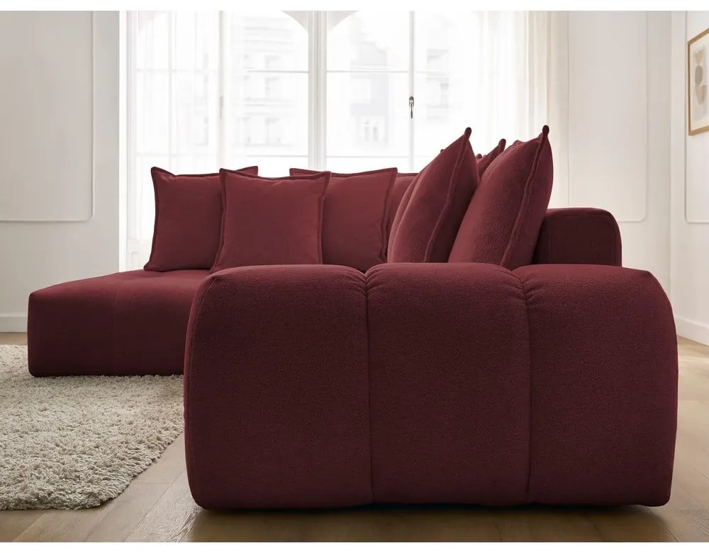 Vínovočervená ženilková rozkladacia/s úložným priestorom rohová pohovka (ľavý roh/do L) Everest – Bobochic Paris