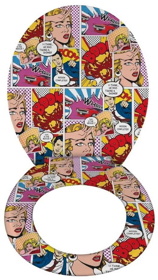WC sedadlo s jednoduchým zatváraním Wenko Pop Art, 45,5 × 38 cm