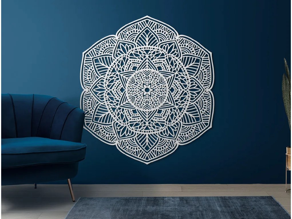 drevko Drevená mandala na stenu Kvety Rozmer obrazu: 125 x 112,5 cm, Farba dekorácie: Čierna