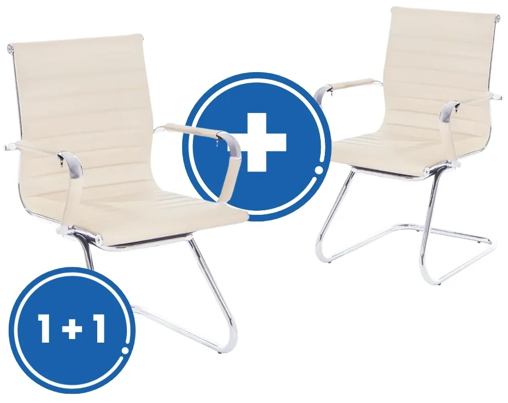 Konferenčná stolička Prymus K 1 + 1 ZADARMO, krémová