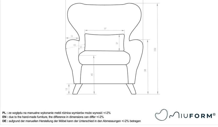 Biele kreslo ušiak Miuf – Miuform