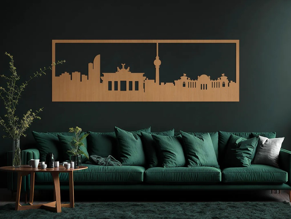 drevko Obraz Berlín panoráma Rozmer obrazu: 29,5 x 89 cm, Farba dekorácie: Čierna