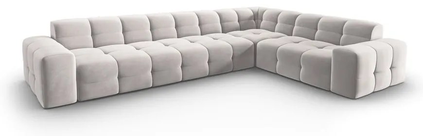 Svetlosivá zamatová rohová pohovka (pravý roh) Kendal - Micadoni Home