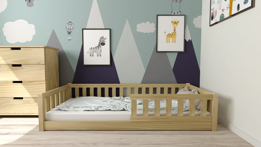 Detská Montessori posteľ PINELO 90 x 200 cm, borovica Rošt: Bez roštu, Matrac: Matrac COCO MAXI 20 cm