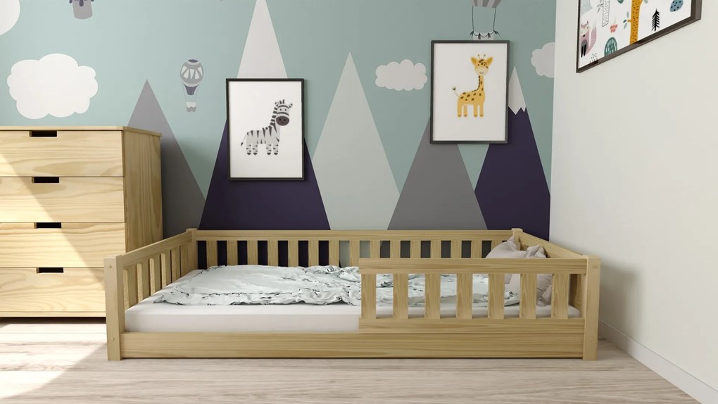 Detská Montessori posteľ PINELO 90 x 200 cm, borovica Rošt: S latkovým roštom, Matrac: Matrac COCO MAXI 20 cm