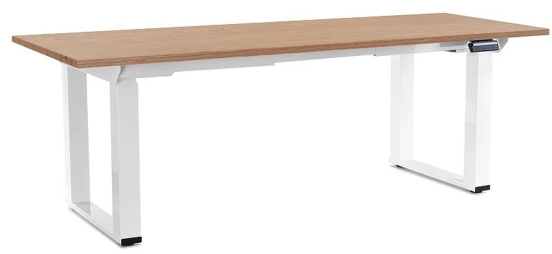 Výškovo nastaviteľný stôl OfficeTech Strong 200 x 80 cm, biela podnož, dub