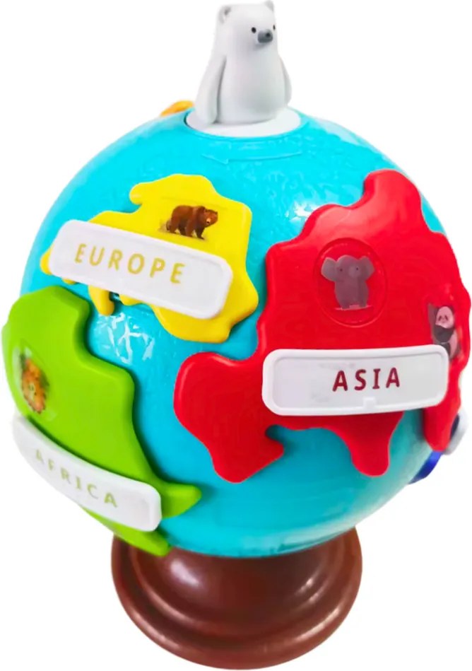 LEAN Toys Interaktívny vzdelávací detský glóbus Otáčajúce sa kontinenty