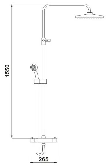 Mexen Nox - vaňový set s hornou sprchovou hlavicou Denis, nástennou termostatickou batériou Nox, čierna, 78135-70 + 77350-70
