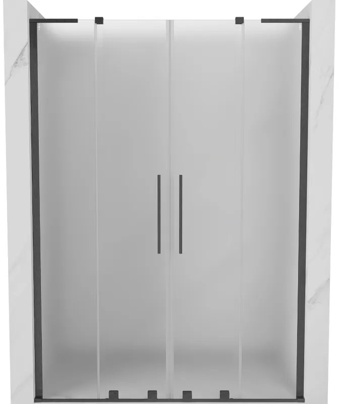 Mexen Velar L Duo, posuvné sprchové dvere do otvoru 160 cm, 8mm sklo námraza, grafit brúsený, 871-160-003-32-66