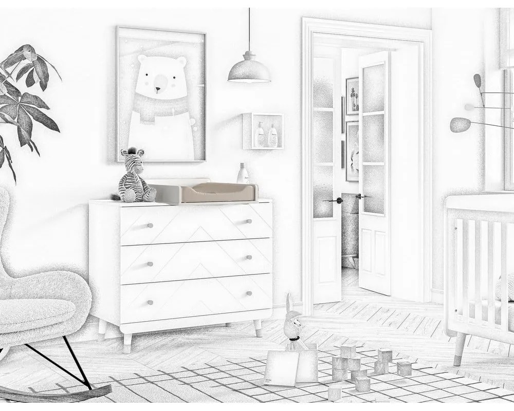 Biely prebaľovací pult (hĺbka vhodnej komody 57 cm) Billy – Vipack