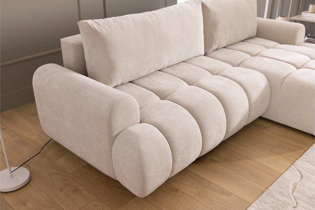 Rozkladacia rohová sedačka Lutario Mini pravá - béžová hydrofóbna pletenina Venice 2026