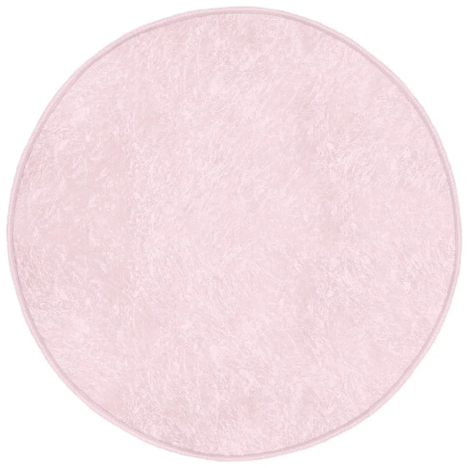 Svetloružový prateľný okrúhly koberec vhodný pre robotické vysávače ø 80 cm Comfort – Mila Home
