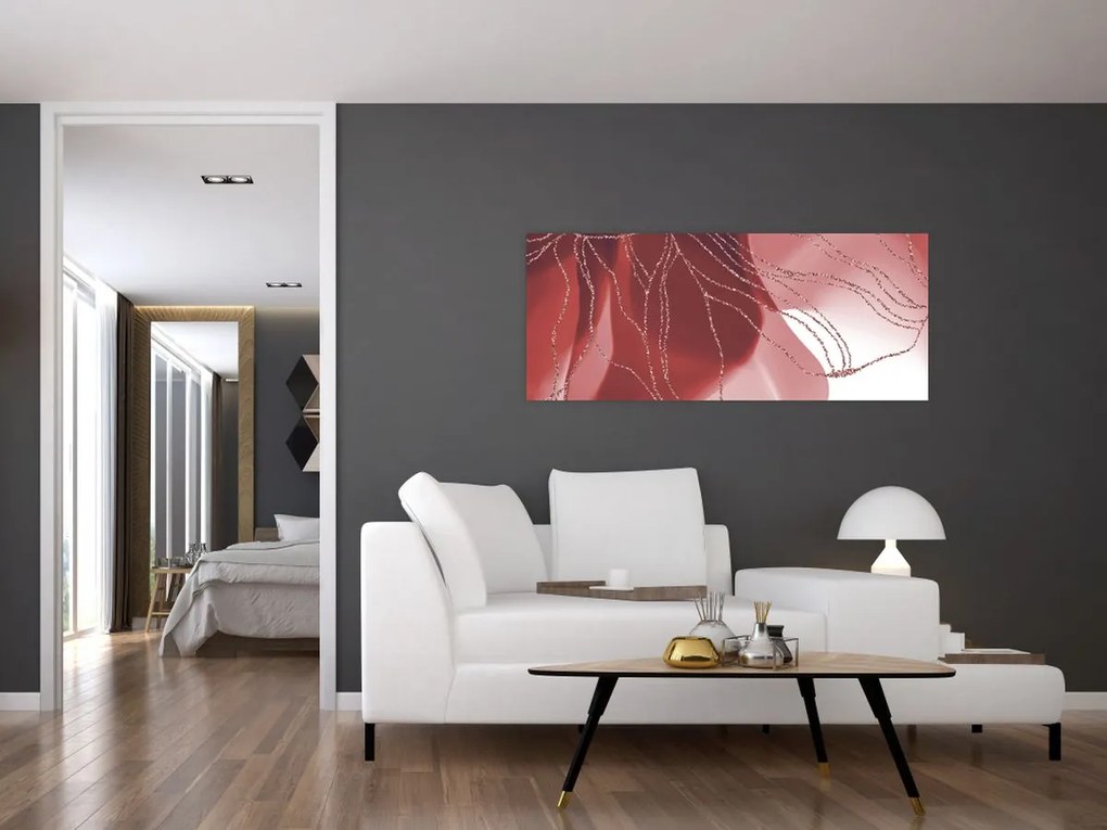 Obraz - Červená abstraktná kvetina N⁰1 (120x50 cm)