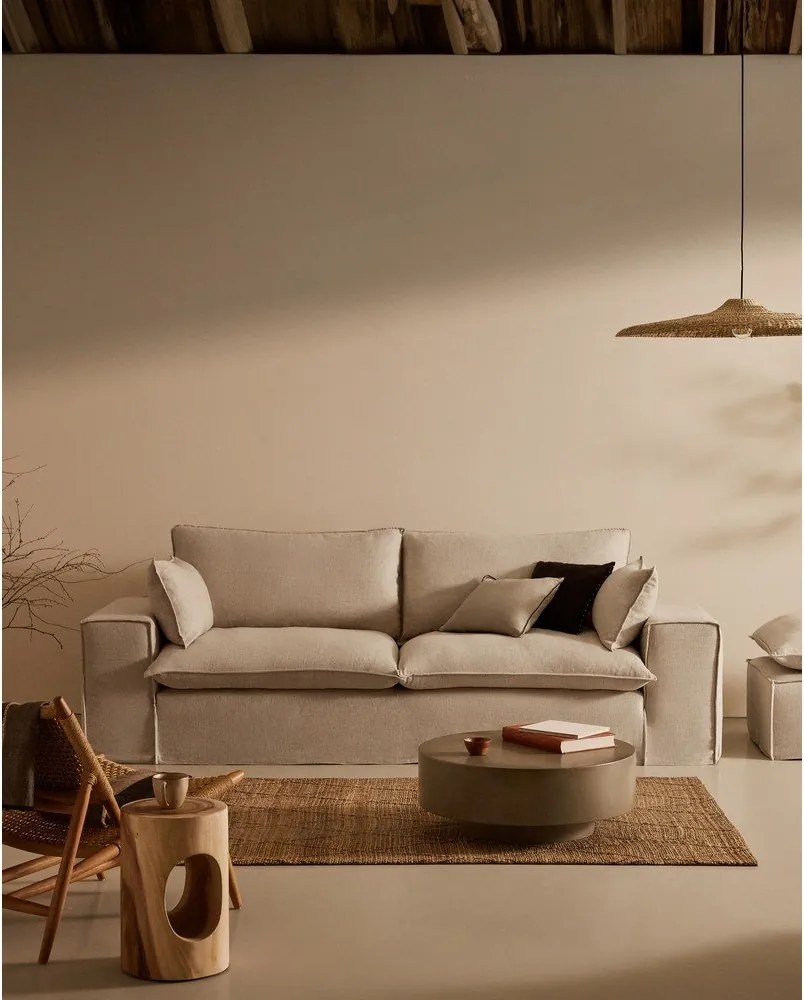 Béžová ľanová pohovka 280 cm Anarela – Kave Home