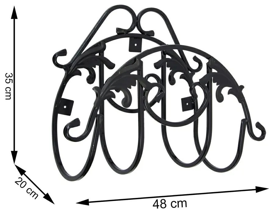 Kovový nástenný držiak na záhradnú hadicu Arnaut, 48x35 cm, čierna