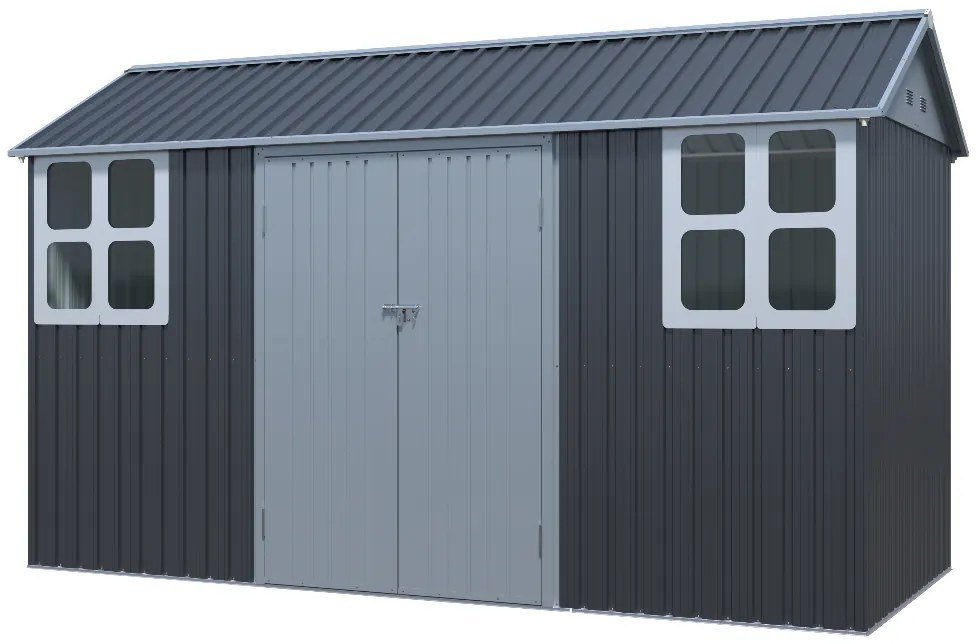 Záhradný domček BestBerg ZCH-6AB / 6,3 m² / 366 x 172 x 222 cm / sivá/biela
