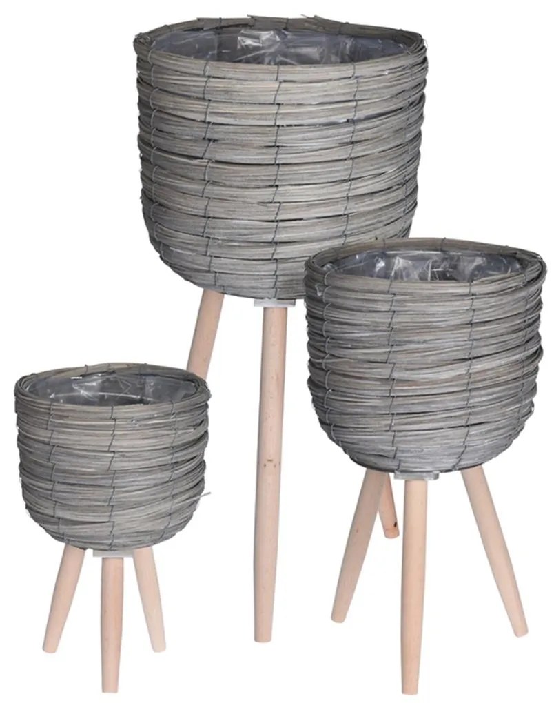 KVETINÁČ Z MORSKEJ TRÁVY GRAS SADA 3KS 60X30 CM+45X25 CM+33X21 CM SIVÁ