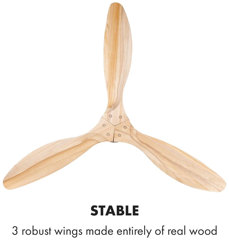 Klarstein Santa Elena stropný ventilátor 52" 9 060 m³/h 3 lopatky z pravého dreva