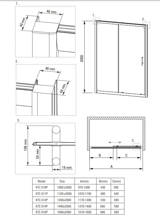 Deante Cynia, posuvné sprchové dvere 110x200 cm, 6mm číre sklo, chrómový profil, DEA-KTC_011P