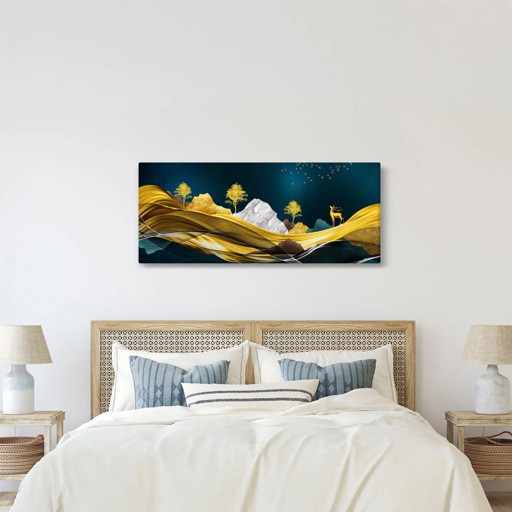 Obraz - Jeleň v krajine (120x50 cm)