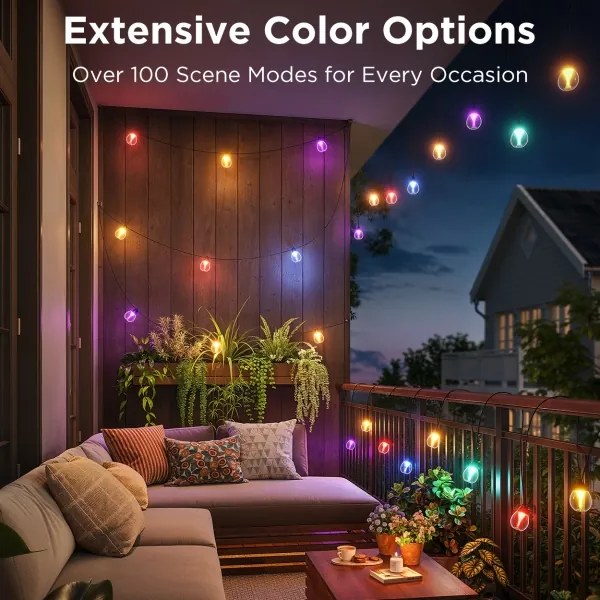 Govee-LED RGBICW Stm. vonkajšia dek. reťaz LED/24W/230V IP67 2700-6500K Wi-Fi