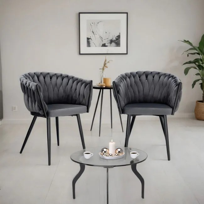 Jedálenská stolička COFTON zamatová, čierna / grafitová