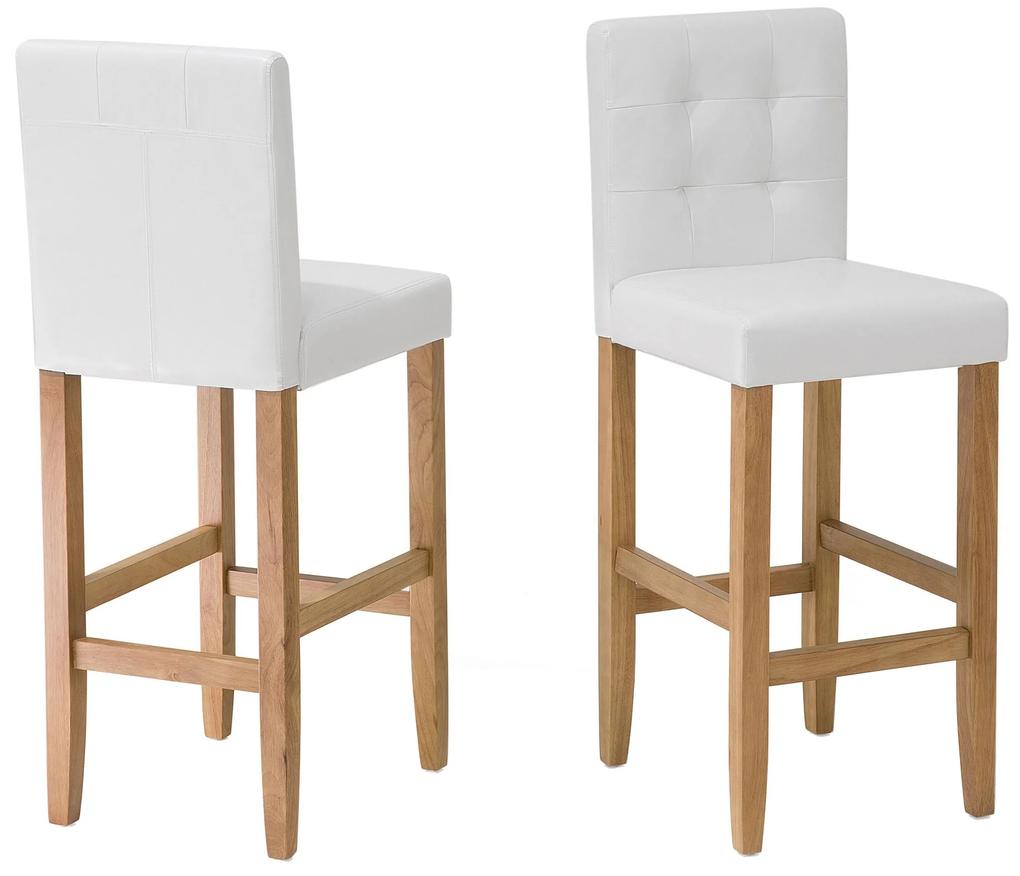 Sada 2 barových stoličiek z umelej kože biela MADISON Beliani