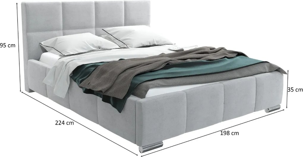 LUISI 180X200 ČALÚNENÁ MANŽELSKÁ POSTEĽ LOSOSOVÁ LÁTKA S ÚLOŽNÝM PRIESTOROM