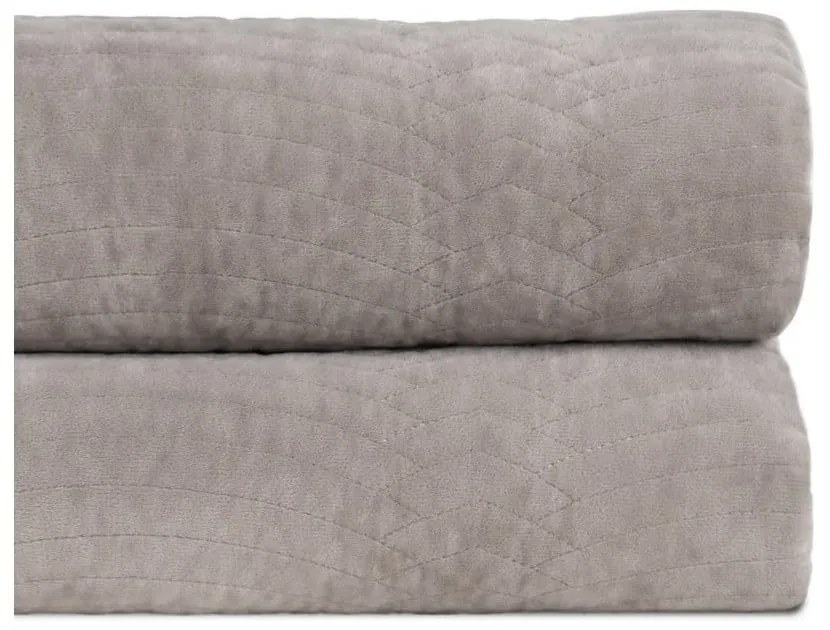 Sivý zamatový prešívaný pléd 180x260 cm – Ixia