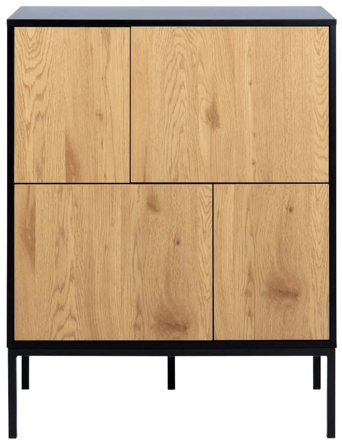 Vysoká komoda v dekore duba v čierno-prírodnej farbe 80x103 cm Seaford – Actona