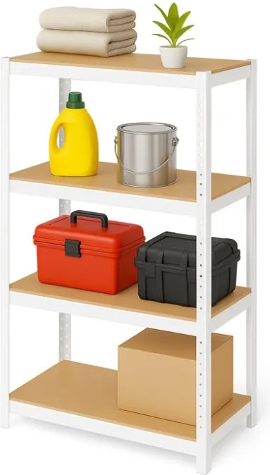 Akcia 10x Regál 150x70x30 cm lakovaný 4-policový, nosnosť 700 kg - biely