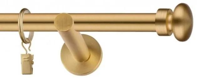 Dekorstudio Garniža jednoradová FLAT zlatá 19mm Dĺžka: 160cm, Typ uchytenia: Držiak modern, Typ príslušenstva: Bez príslušenstva