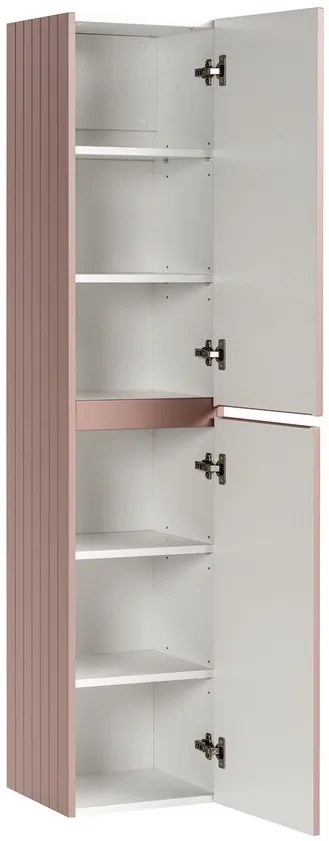 Kúpeľňová zostava Iconic s doskou, umývadlami, skrinkami a zrkadlom 160 cm ružová/biela