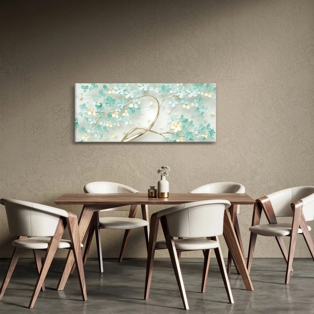 Obraz - Zlatý kvitnúci strom (120x50 cm)