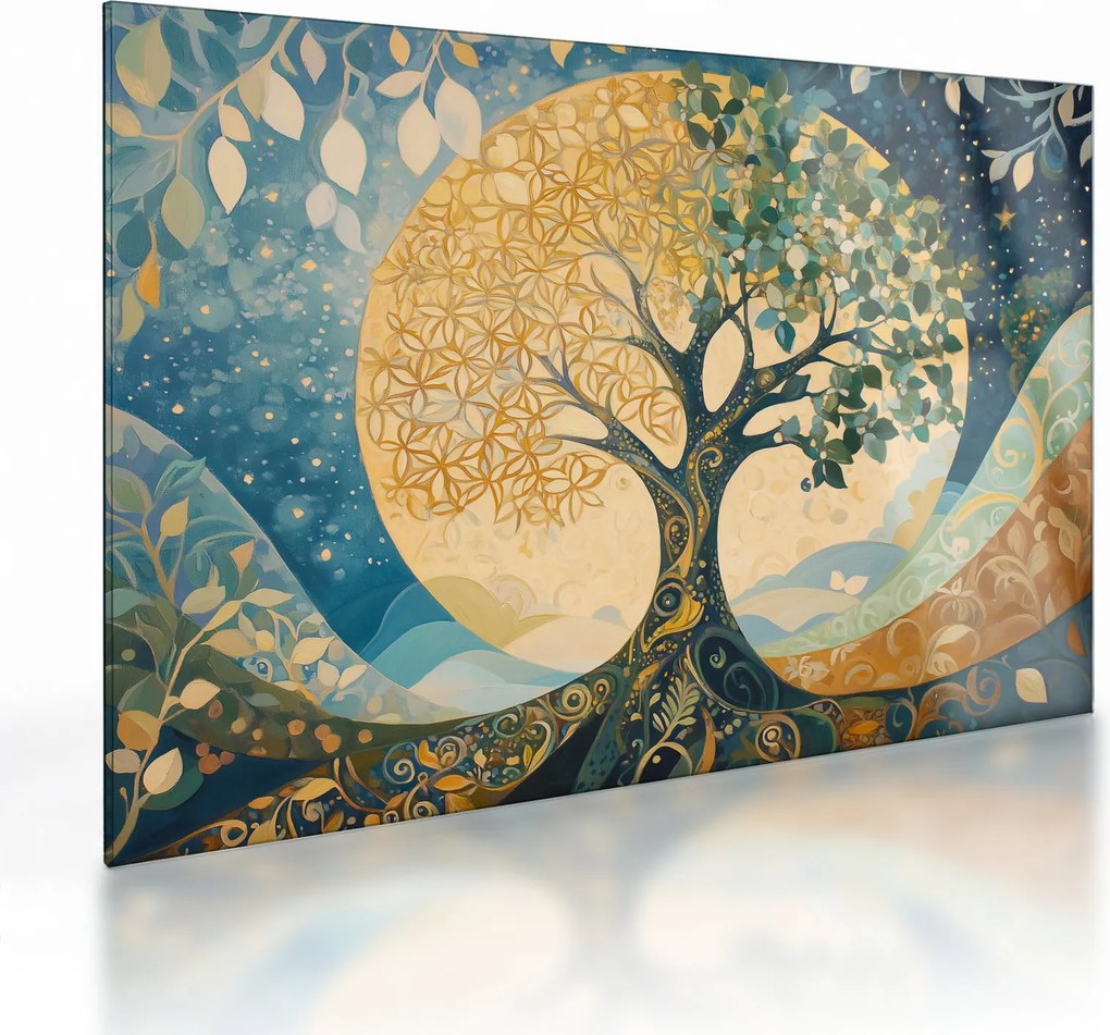 Sklenený obraz – Strom života v mesiaci (70x50 cm)