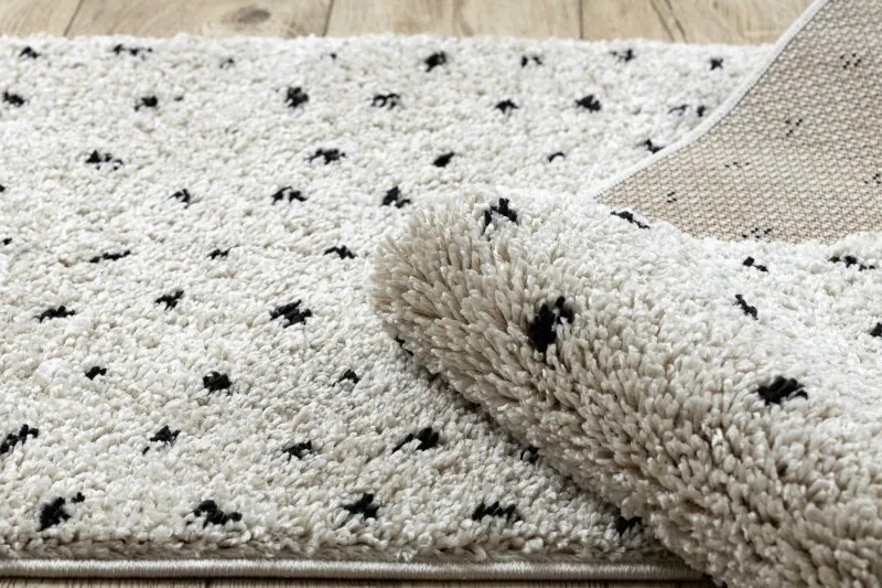 Dywany Łuszczów, Koberec behúň Berber Syla B752 dots cream, 80x300, biela, kuchyňa