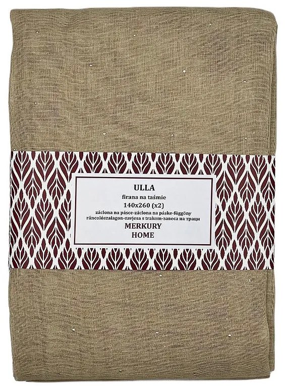 Záclona na páske Ulla polyester béžová 140x260 Merkury Home II/22