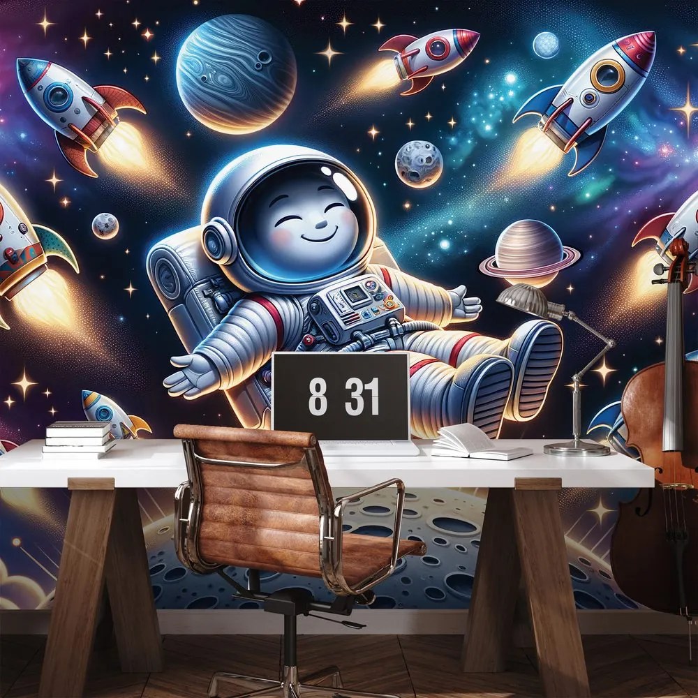 Fototapeta veselý astronaut medzi raketami