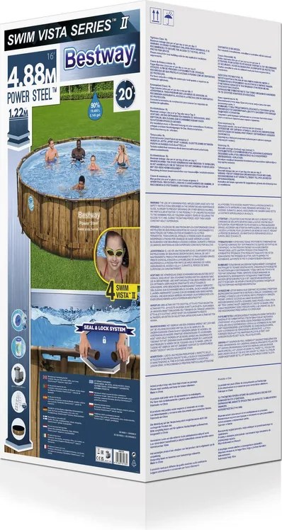 LEAN Okrúhly rámový záhradný bazén Swim Vista 488 x 122 cm