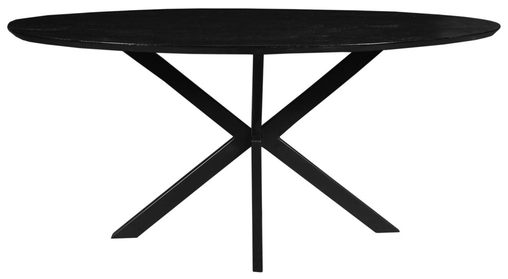 Jedálenský stôl z mangového dreva Bologna Black oválny 180x100 cm Mahom