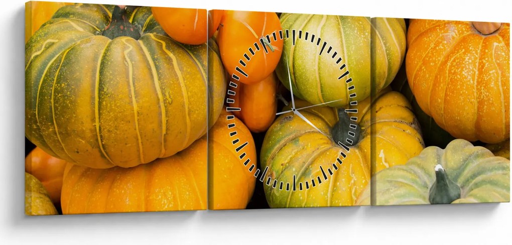 Obraz - Jesenná tekvica (s hodinami) (90x30 cm)