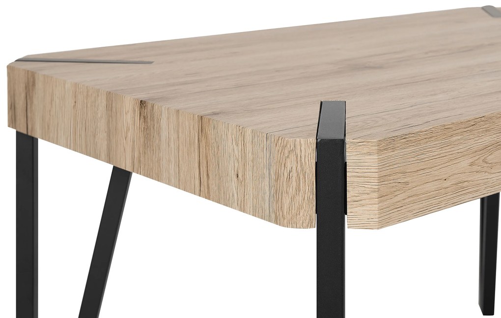 Jedálenský stôl 130 x 80 cm svetlé drevo/čierna CAMBELL Beliani