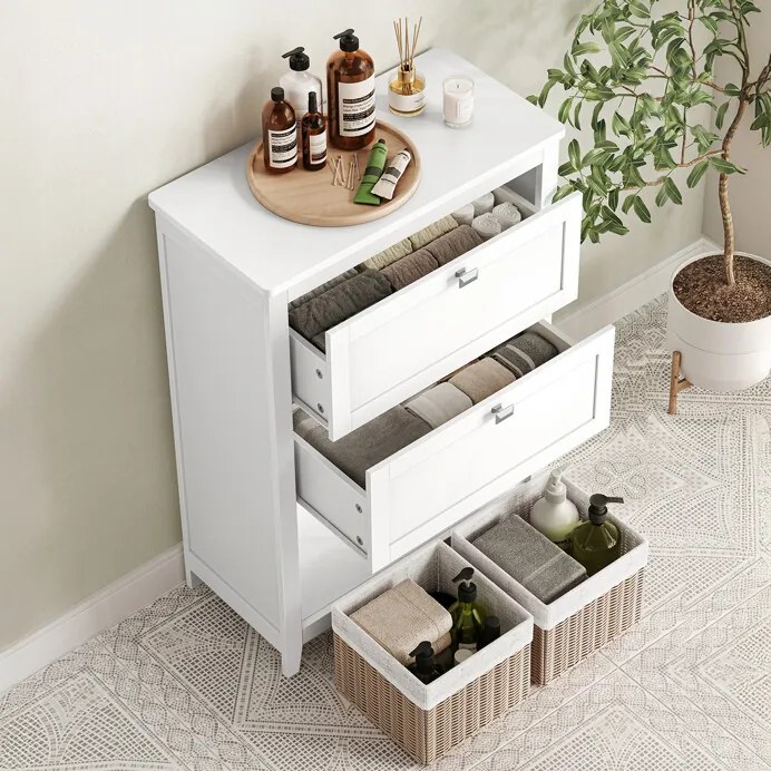 Autronic BONTEC Kúpeľňová skrinka 60x30x80cm, mdf, biela, AUK-E1054 WT Farba: Biela