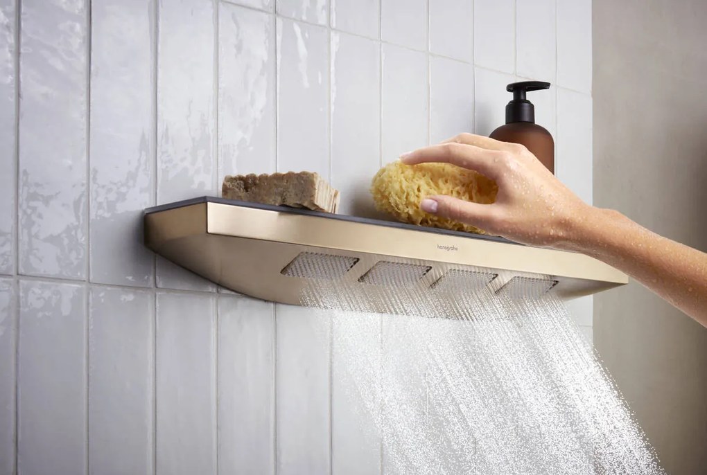 Hansgrohe Rainfinity, šijová sprcha 500 1jet s poličkou, kartáčovaný bronz, HAN-26243140