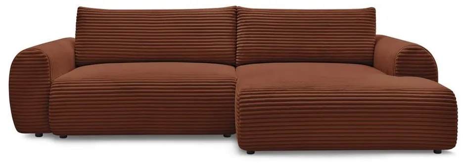 Menčestrová rozkladacia rohová pohovka v tehlovej farbe (pravý roh) Lucien – Bobochic Paris