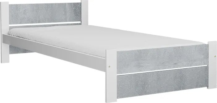 Posteľ IKAROS DOUBLE 90 x 200 cm, betón/biela Rošt: S lamelovým roštom, Matrac: Matrac Deluxe 10 cm