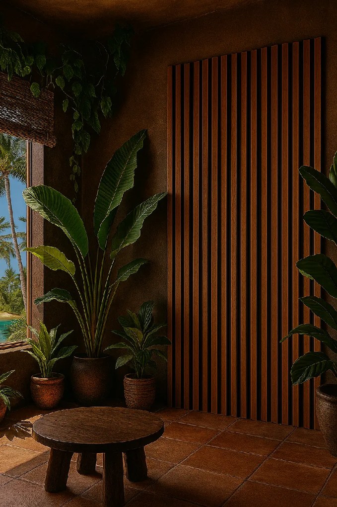 3D Drevené lamely na stenu na filci 255x46cm - Orech TOSKÁNSKY